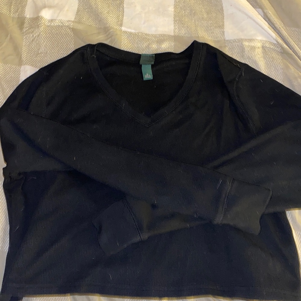 Crop top waffle long sleeve